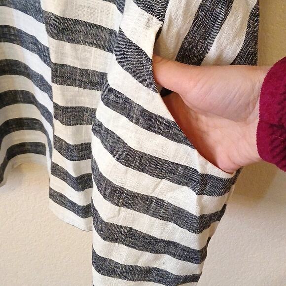 Soft Surroundings cold shoulder linen rayon blend striped tunic top - Picture 6 of 7